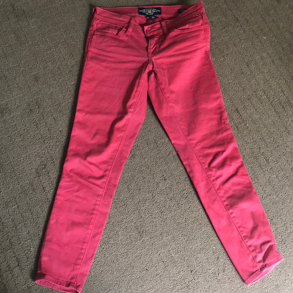 Red cupri skinny jeans